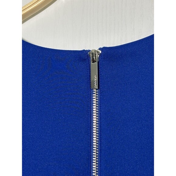 Calvin Klein Sheath Dress Womens 16W Blue Scuba Crepe Princess Seam Sleeveless - Picture 9 of 15